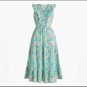 J. Crew Floral Midi Dress in Mint Green Size 6